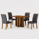 Ver imagem 2 de Conjunto Sala de Jantar Mesa Amanda 4 Cadeiras 120cm Miami Yescasa Marrom/Cinamomo/Chumbo