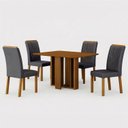 Ver imagem 3 de Conjunto Sala de Jantar Mesa Amanda 4 Cadeiras 120cm Miami Yescasa Marrom/Cinamomo/Chumbo