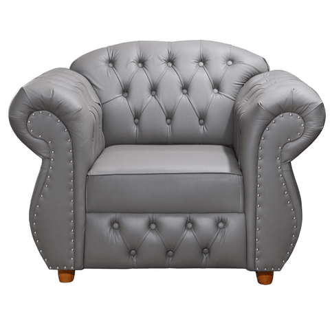 Poltrona Chesterfield Merlô Via Encanto Courano Cinza