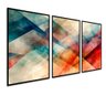 Kit com 3 Quadros Decorativos 30x50 cm Abstrato Geometrico Retas  Moldura Retangular 2cm largura - 2
