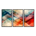 Ver imagem 3 de Kit com 3 Quadros Decorativos 30x50 cm Abstrato Geometrico Retas  Moldura Retangular 2cm largura