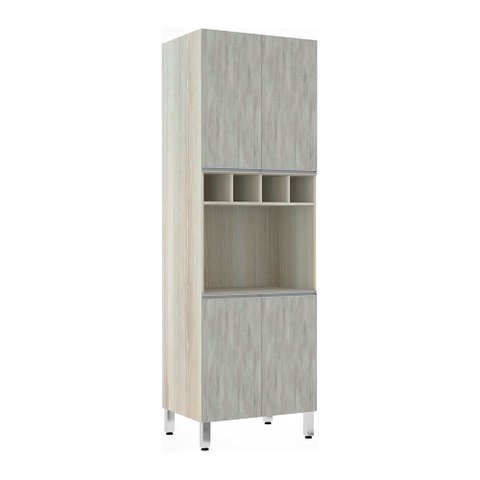 Paneleiro Luciane 70cm Nicho Microondas 4 Portas e 1 Nicho Lis