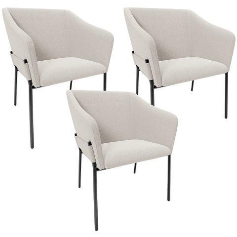 Kit 3 Cadeiras para Sala de Jantar Estar Living Olívia L02 Bouclê Cru - Lyam Decor
