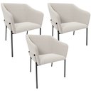 Ver imagem 1 de Kit 3 Cadeiras para Sala de Jantar Estar Living Olívia L02 Bouclê Cru - Lyam Decor
