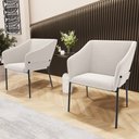 Ver imagem 2 de Kit 3 Cadeiras para Sala de Jantar Estar Living Olívia L02 Bouclê Cru - Lyam Decor