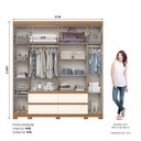 Ver imagem 3 de Guarda Roupa Casal 6 Portas 4 Gavetas com Apliques Ripados Riade