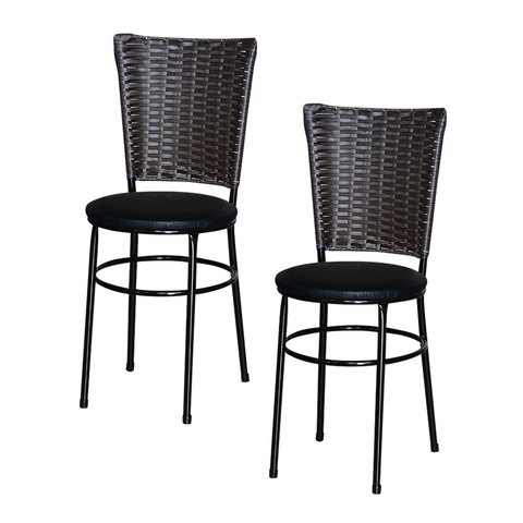 2 Cadeiras para Mesa Preta Hawai Marrom:preto
