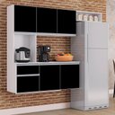 Ver imagem 2 de Cozinha Suspensa Mel 180cm com Balcão Preto/Branco e Tampo MDP - Poquema