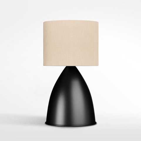 Luminárias de Mesa Abajur Bojudo Preto Alumínio com Cúpula Tecido Algodão
