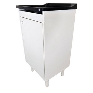 Gabinete Balcão De Lavanderia 46cm Tanque Plástico 22 Litros Tanque: Preto