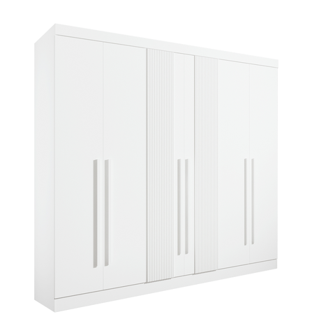 Guarda Roupa Casal Ripado 6 Portas 6 Gavetas da Vinci Branco 100% Mdf - D' Doro