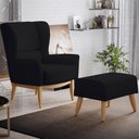 Ver imagem 2 de Kit Poltrona Decorativa Milena D02 com Puff Viseo Veludo Preto B-300 - Lyam Decor