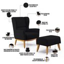 Ver imagem 4 de Kit Poltrona Decorativa Milena D02 com Puff Viseo Veludo Preto B-300 - Lyam Decor