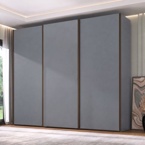 Guarda Roupa Veneto MDF 274,5x230cm 3 Portas 6 Gavetas Cinza 1000