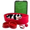 Kit Pet Grande Cama Europa com Sanitário Grama e Acessórios - Vermelho - 1