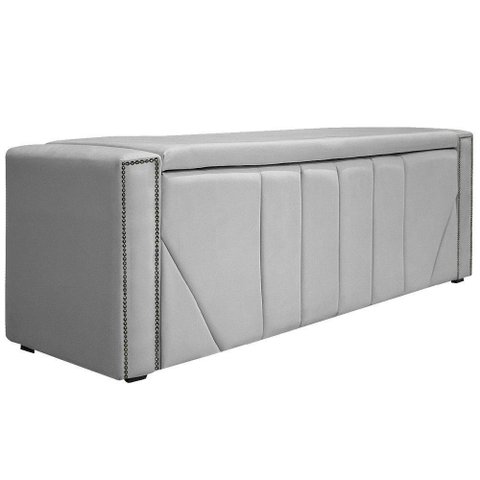 Calçadeira Baú Solteiro 90 Cm Para Cama Box Suede Branco