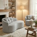 Ver imagem 3 de Kit Sofá Orgânico Curvo Feijão +1 Poltrona Sala Estúdio Amore Bouclê Cinza Claro - Montanari'S Decor