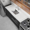 Ver imagem 2 de Pia de Cozinha Mármore Sintético 199x55cm com Cuba Aço Inox Multimóveis CR20477