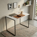 Ver imagem 1 de Mesa Escrivaninha Home Office Industrial Grécia de 80x46 Ferro Preto Tampo Branco