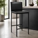 Ver imagem 1 de Banqueta Alta Bistrô Industrial Kiel Estofada Cor Preto - Kmj