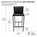 Ver imagem 3 de Banqueta Alta Bistrô Industrial Kiel Estofada Cor Preto - Kmj