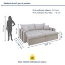 Ver imagem 3 de Sofá Cama Retrátil e Reclinável 3 Lugares Bouclé Gelo Michigan 220cm Yescasa