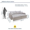 Ver imagem 3 de Sofá Cama Retrátil e Reclinável 2 Lugares Pés Madeira Maciça 220cm Michigan Yescasa