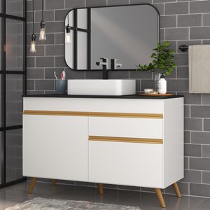 Gabinete Banheiro 2 Portas e 1 Gav Retrô 120cm Multimóveis MP5025 Branco
