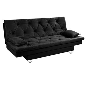 Sofá Cama 3 Lugares Multiuso Sued Premium:preto