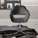 Ver imagem 4 de Poltrona Zara Giratória Decorativa Base Metal Veludo com Espuma D28 Cinza Bella Decor