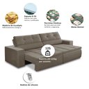 Ver imagem 3 de Sofá Retrátil e Reclinável 3 Lugares 2,50m com Molas Stella Suede Adonai Estofados