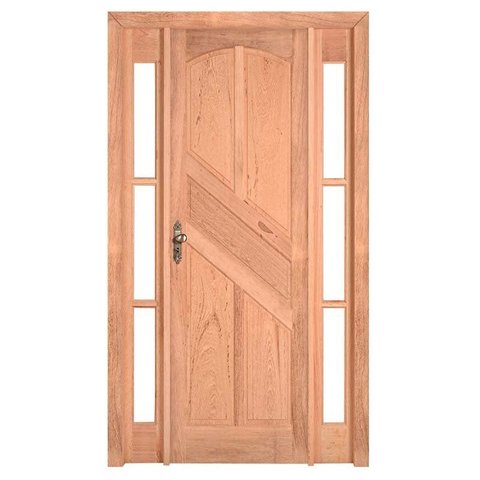 Kit Porta de Madeira Maciça PE22 Batente Duplo Cedro Arana Esel 213AX156L Lado Direito