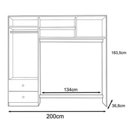 Conjugado Infantil 4 Portas 200 cm 9250 Branco Rosa Claro PLLA - 4