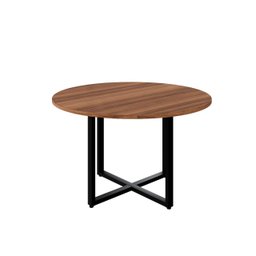 Mesa Reunião Redonda Savoia 1,20x1,20 Pé Quadro Nogal/preto - 1