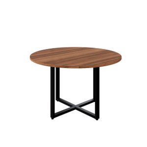 Mesa Reunião Redonda Savoia 1,20x1,20 Pé Quadro Nogal/preto