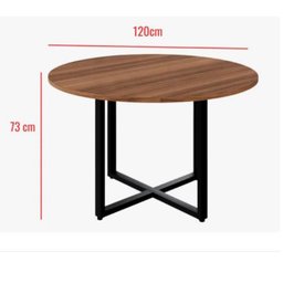 Mesa Reunião Redonda Savoia 1,20x1,20 Pé Quadro Nogal/preto - 2