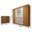 Ver imagem 4 de Guarda-roupa Casal Honey 4 Portas 6 Gavetas 1 Porta 4 Gavetas Espelho Cinamomo/off White - Pm