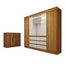 Ver imagem 3 de Guarda-roupa Casal Honey 4 Portas 6 Gavetas 1 Porta 4 Gavetas Espelho Cinamomo/off White - Pm