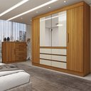 Ver imagem 1 de Guarda-roupa Casal Honey 4 Portas 6 Gavetas 1 Porta 4 Gavetas Espelho Cinamomo/off White - Pm