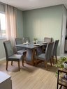 Ver imagem 1 de Conjunto Mesa de Jantar com 6 Cadeiras em Madeira Maciça Estofadas 160x79,4x80cm Mel/Cinza