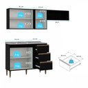 Ver imagem 5 de Armário de Cozinha Milão Modulada 3 Peças Menu Móveis Preto