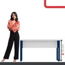 Ver imagem 3 de Mesa Escritório 1500x700x750mm M150-70pe40tub Branco-azul Delrei