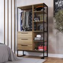 Ver imagem 1 de Closet com 3 Gavetas e 5 Prateleiras Destaques Marrom/Oak/Preto
