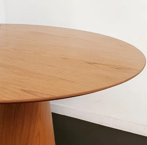 Ver imagem 3 de Mesa Cone Redonda 160cm Base Madeira Natural Tampo Amadeirado