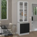 Ver imagem 3 de Kit Balcão + Cristaleira 70cm Branco Preto Glamy Madesa 01 Branco Preto
