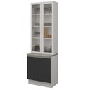 Ver mais imagens de Kit Balcão + Cristaleira 70cm Branco Preto Glamy Madesa 01 Branco Preto