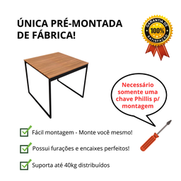 Mesa de Cozinha 4 Lugares Industrial Quadrada 80x80 Pe Metal Resistente a Água - 4
