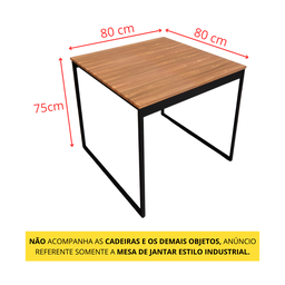 Mesa de Cozinha 4 Lugares Industrial Quadrada 80x80 Pe Metal Resistente a Água - 5