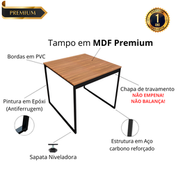 Mesa de Cozinha 4 Lugares Industrial Quadrada 80x80 Pe Metal Resistente a Água - 3