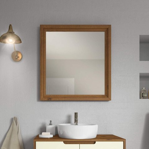Espelheira Madeira Maciça 80x85cm Tendence Marrom/Garapa
